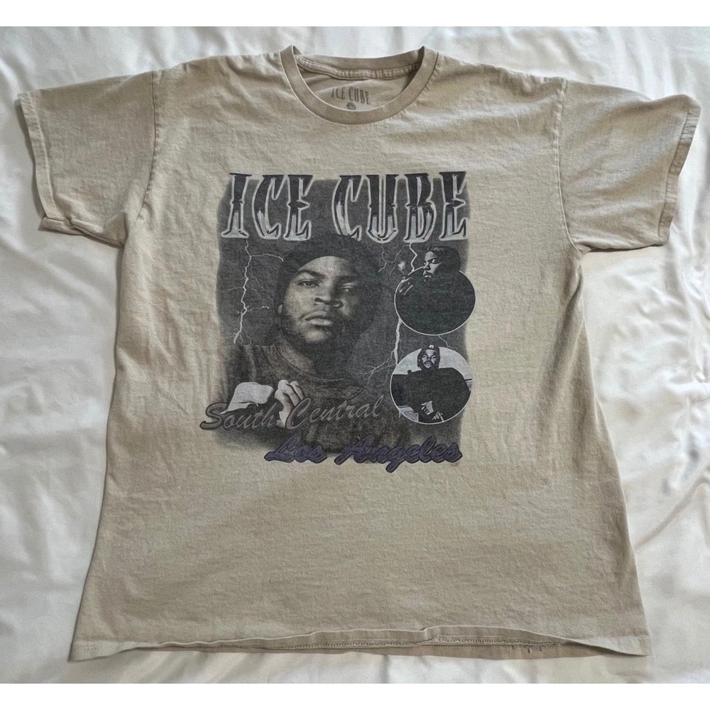 Ice Cube South Central Los Angeles Graphic T-Shirt Tan Mens Large Hip Hop Tee